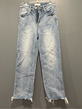 Risen Jeans Size 5/27 Distressed Light Wash High Rise Skinny Stretch Denim